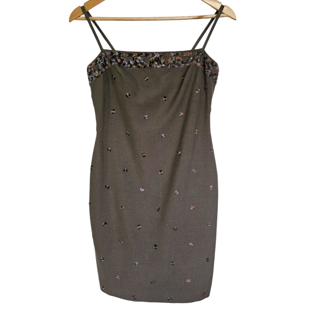 90s Laundry Shelli Segal‎ embroidered mini sheath dress